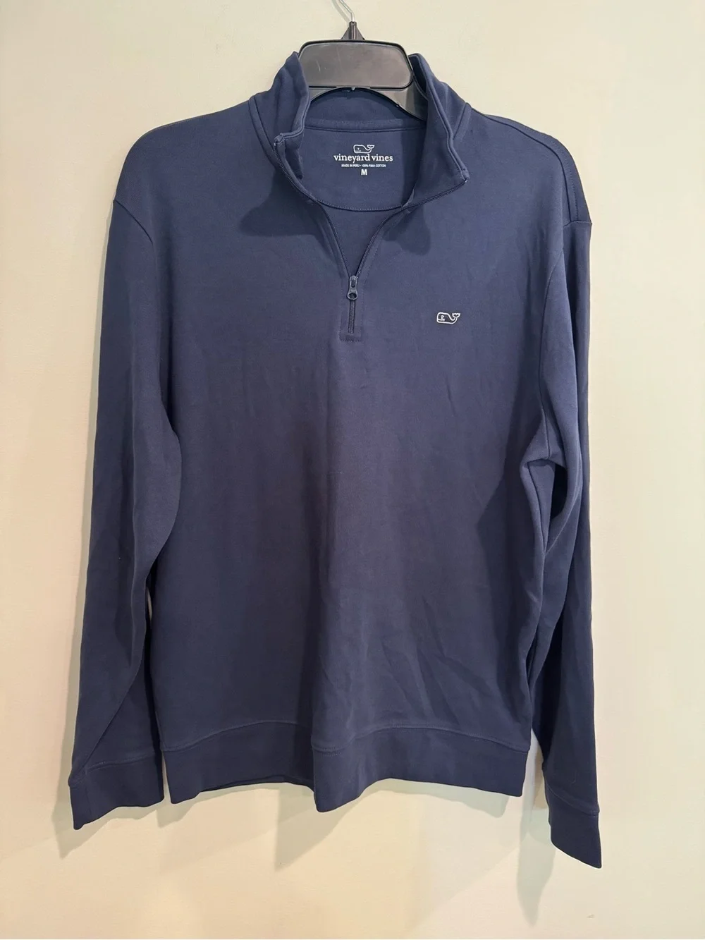 Vineyard Vines Navy Zip-Up Pullover with Whale Logo Preppy Golf Office Size M